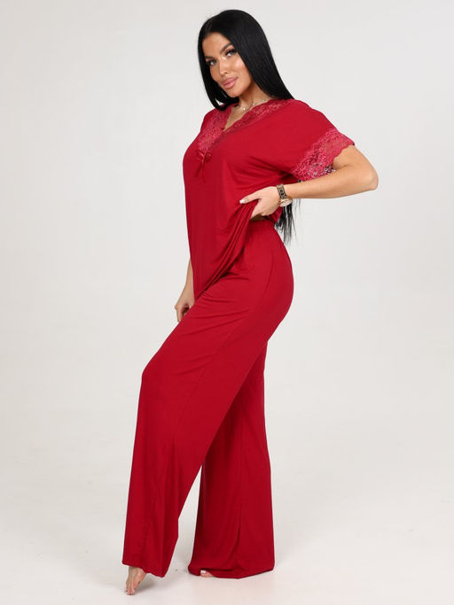 033 ДОМАШНИЙ КОСТЮМ ЖЕНСКИЙ (брюки) (Бордовый) - А-дина фото 4