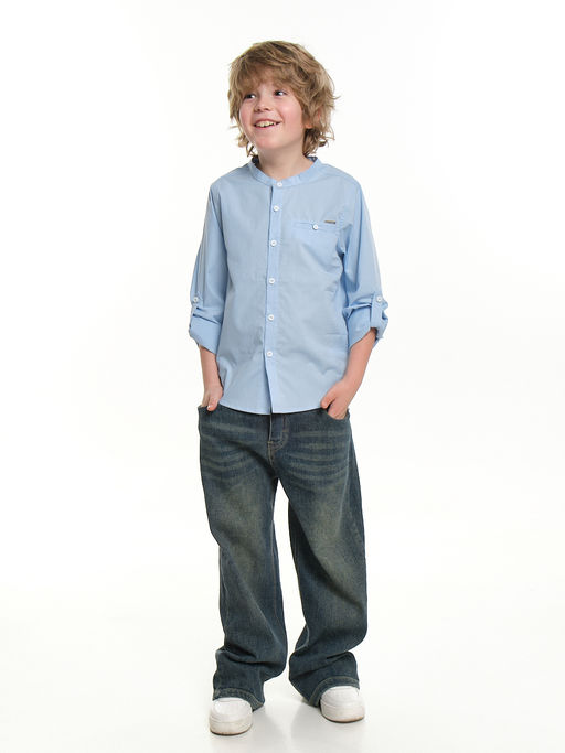 Рубашка голубая для школы на праздник UD 7950 голубой - Mini maxi фото 7