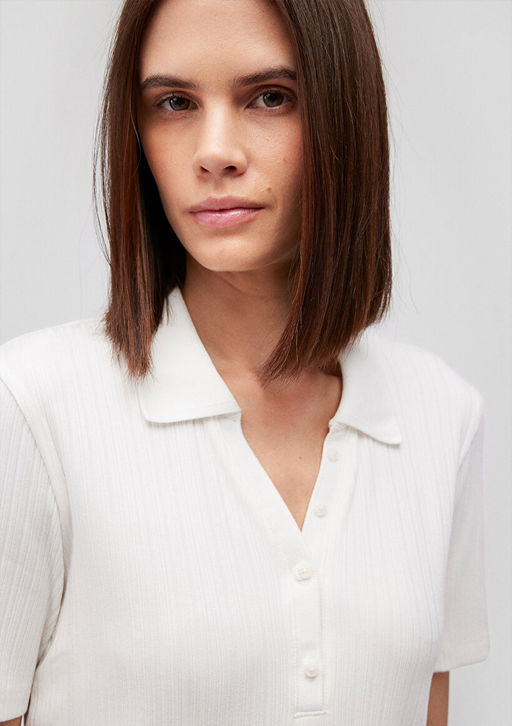 Beyaz Polo Tisort - Mavi фото 5