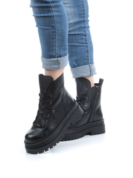 04-JPM5700A BLACK Ботинки зимние женские (натуральная кожа, натуральный мех) - Фабричный китай фото 2