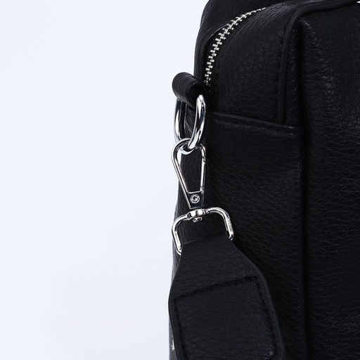 Сумка-саквояж на молнии, длинный ремень, цвет чёрный - Simaland фото 5