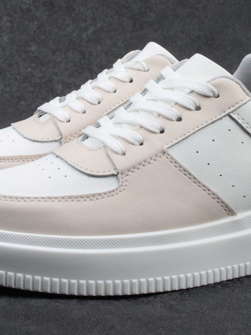 03-YJ425-1 WHITE/BEIGE Полуботинки спортивные женские (натуральная кожа) - Фабричный китай фото 2