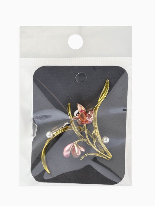Брошь «Цветы» ирисы, жемчуг, цвет красно-розовый