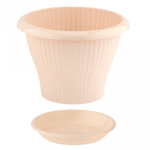 Горшок для цветов пластмассовый "Гамма плюс" 2,9л, д22см, h15,5см, пудровый (Россия)