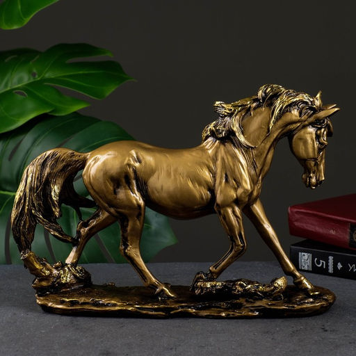 Фигура «Лошадь» темное золото,30×8×21 см