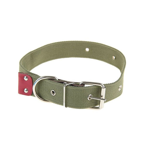 Ошейник брезентовый однослойный, 70 х 3,5 см, ОШ 30-55 см, тёмно-зелёный - Пижон фото 2