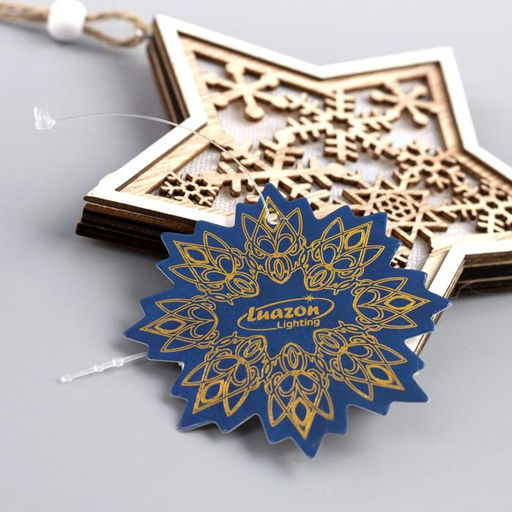 Ёлочная игрушка Звезда в снежинках, 13х13х1 см, 3 LED, от батареек, свечение тёплое белое - Luazon lighting фото 4