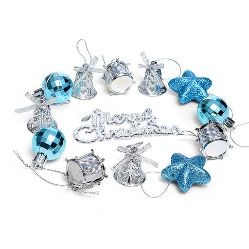 Набор новогодних украшений 3см*13шт синий