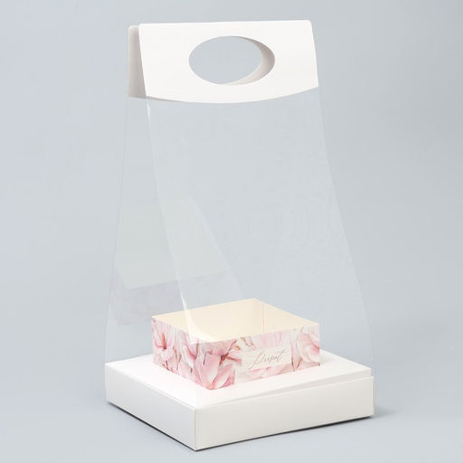 Коробка подарочная складная переноска для цветов, упаковка, Нежность, 20?20?4 см