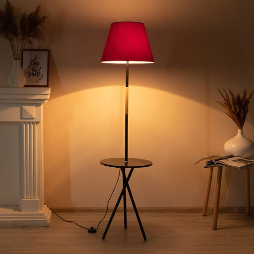 Торшер напольный BayerLux «Патрисиа» со столиком, 1×15 Вт, Е27, черный/красный, 40×40×157 см