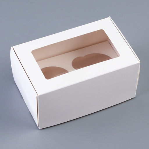 Коробка для 2 капкейка с прозрачной крышкой 16×10×8 см