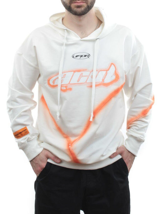 2652 WHITE/ORANGE Толстовка мужская (75% хлопок, 20% полиэстер, 5% спандекс) - Fashion фото 2