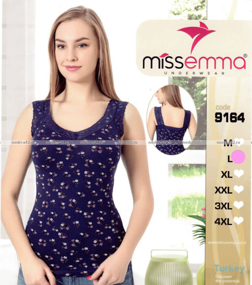 Цена за 1 шт. Майки женские Miss Emma Турция Кружево Цветочки код 9151 (код 9164, 1983, 9216)