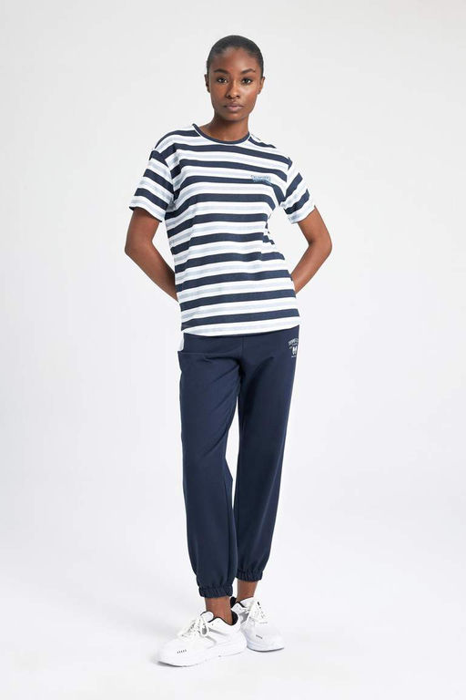 DeFactoFit Стандартная посадка, полосатая футболка с короткими рукавами для спортсменов с круглым вырезом  фото 6