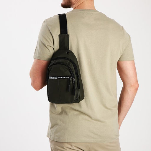 Сумка слинг мужская из текстиля, отверстие для наушников, цвет зелёный - Simaland фото 3