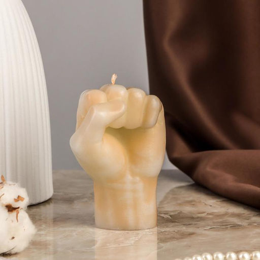 Свеча интерьерная "Кулак", 8,1х7,1х11,5 см, мрамор