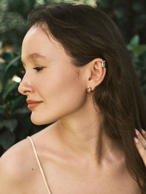 Набор серьги и каффа 3 шт. Минимализм тренд, цвет серебро - Qf фото 5