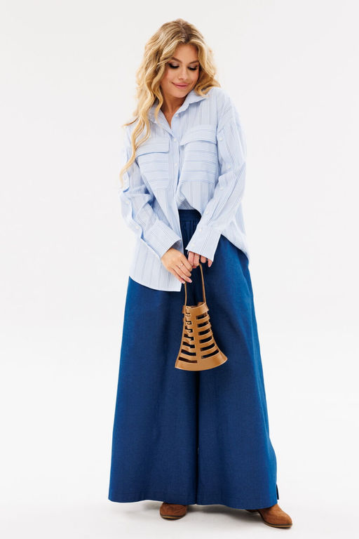 Рубашка AmberA 1098 голубой полоска  фото 8