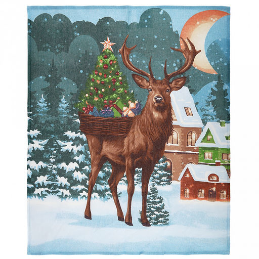 Салфетка хозяйственная 50х60см "Праздник к нам приходит" 1, рогожка 171г/м2, хлопок 100%, без упаковки, "Домашняя мода" (Россия)