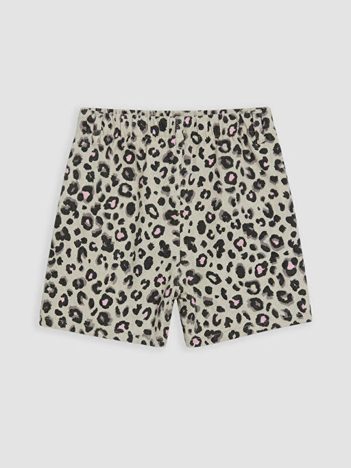 K?z ?ocuk Leopar Desenli Gabardin ?ort Etek