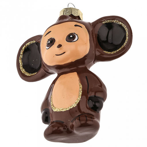 Елочная игрушка фигурка стеклянная Чебурашка h9см, ручная художественная роспись, подарочная упаковка (Россия) - Домашняя мода фото 5