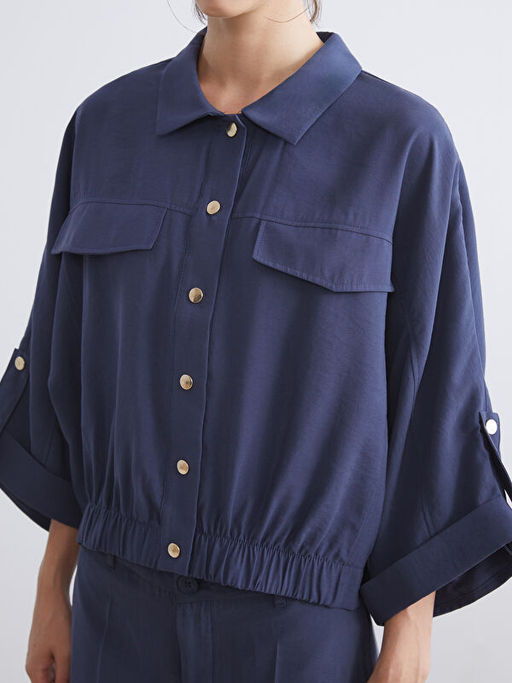 Modal Kar???ml? Oversize Kad?n G?mlek