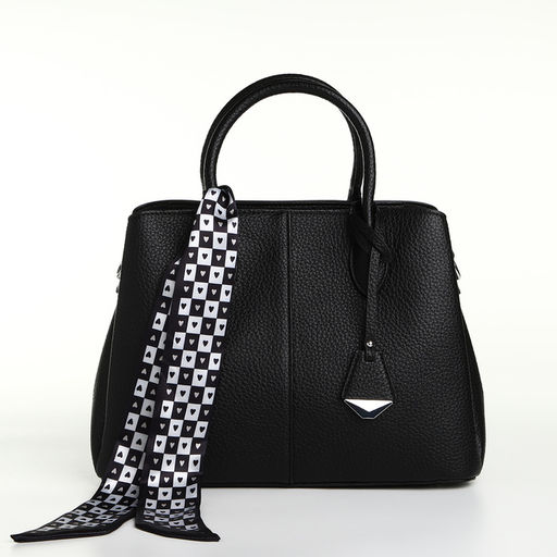 Сумка женская тоут TEXTURA на молнии, 29×11×23 см, однотонная, чёрная