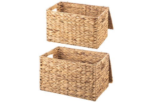 Набор 2 плетеных корзин 45*30,5*27,5 см, 40,5*25*25,5 см, с крышками, водный гиацинт