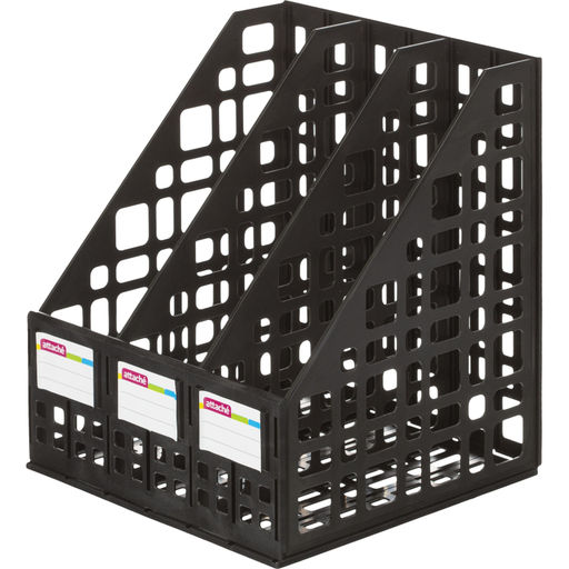 Лоток вертикальный для бумаг Attache сборный черный 3 отделения, 240мм