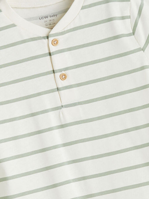 V Yaka ?izgili Erkek Bebek Tulum