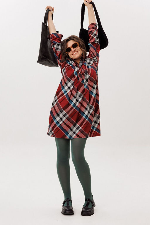 Платье ANELLI 1769 Бордовая шотландка