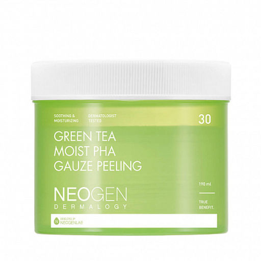 Neogen Dermalogy Green Tea Moist PHA Gauze Peeling, 30ea - Пилинг-пэды с зеленым чаем 30шт