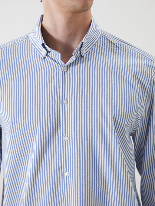 Regular Fit Uzun Kollu ?izgili Erkek G?mlek