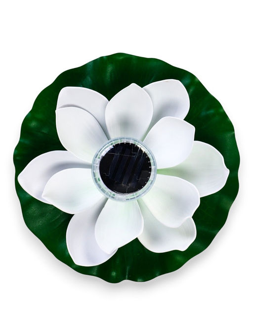 Садовый светильник для водоемов 28 х 28 х 9 см на солнечной бат-е "Лотос" бел N011