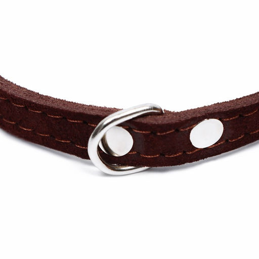 Ошейник замшевый двухслойный 1,2 см, ОШ 30-38 см, коричневый - Пижон фото 4