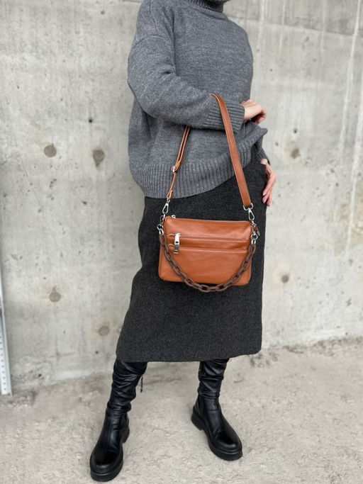 Женская кожаная сумка через плечо 3011 Кэмл - Sergio valentini фото 6