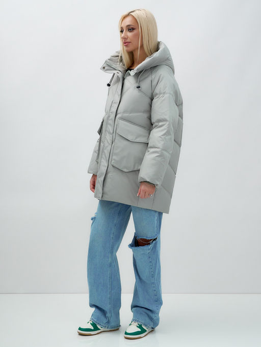 Куртка летучая мышь женская с капюшоном зимняя зеленого цвета 9617Z - Mtforce фото 3