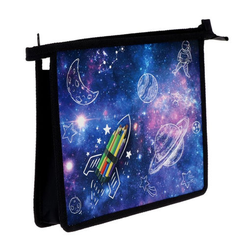 Папка для тетрадей А5, 190 х 230 х 50 мм, молния сверху, пластиковая, Calligrata Ракета  фото 2