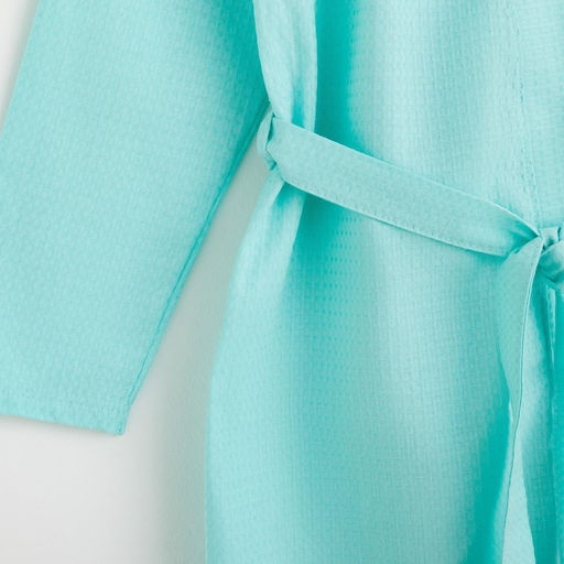 Халат вафельный женский удлинённый Экономь и Я размер 50-52, цвет небесный, 100% хлопок, 200 г/м²