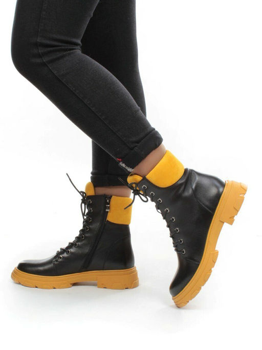 01-B2014B-500A-2 BLACK Ботинки демисезонные женские (натуральная кожа, натуральная замша, байка) - Фабричный китай фото 3