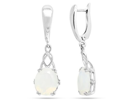 Серьги из серебра лунный камень, СПН048