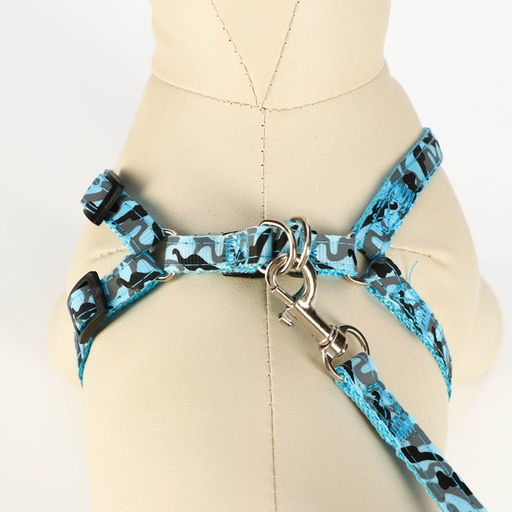 Комплект прошитый Милитари, поводок 120 х 1 см, ОГ 23-35 см, синий - Пижон фото 4