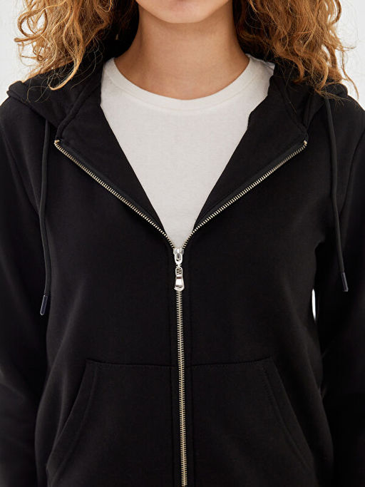 Kap??onlu Kad?n Fermuarl? Sweatshirt
