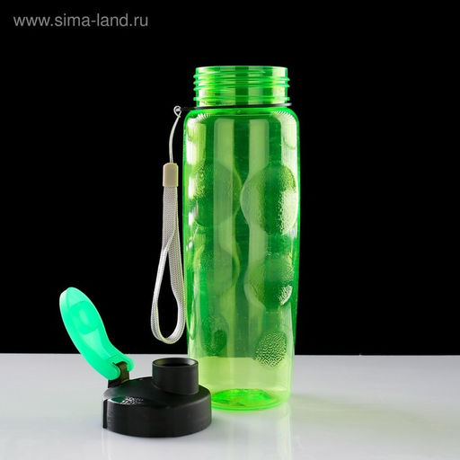 Бутылка для воды спортивная, 650 мл, 23×7 см, зеленая
