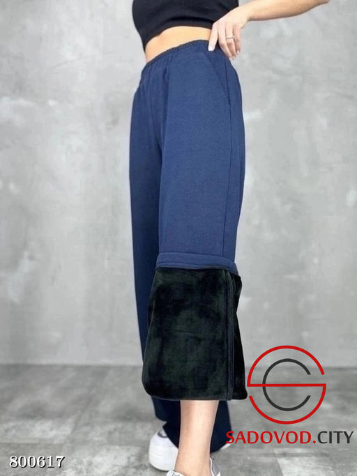 Тёплые кюлоты (палаццо) из хлопка с мехом - Bruno фото 6