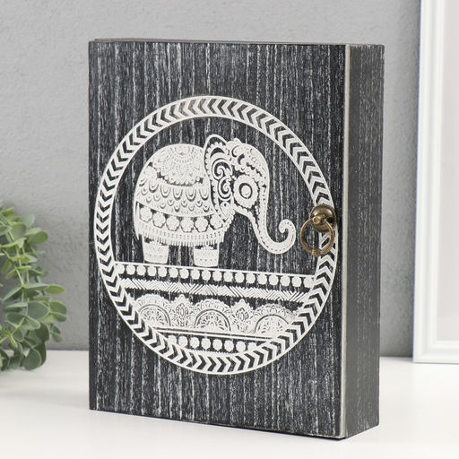 Ключница настенная «Индийский слон», дерево, 6 крючков, 22×7.2×29 см
