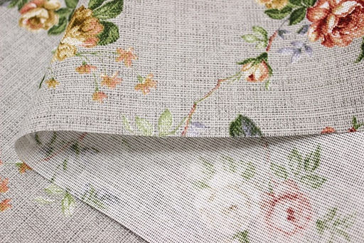 Рогожка Плетистая роза на св.сером меланже, ш.1.5м, хлопок-100%, 165гр/м.кв - Купава фото 4