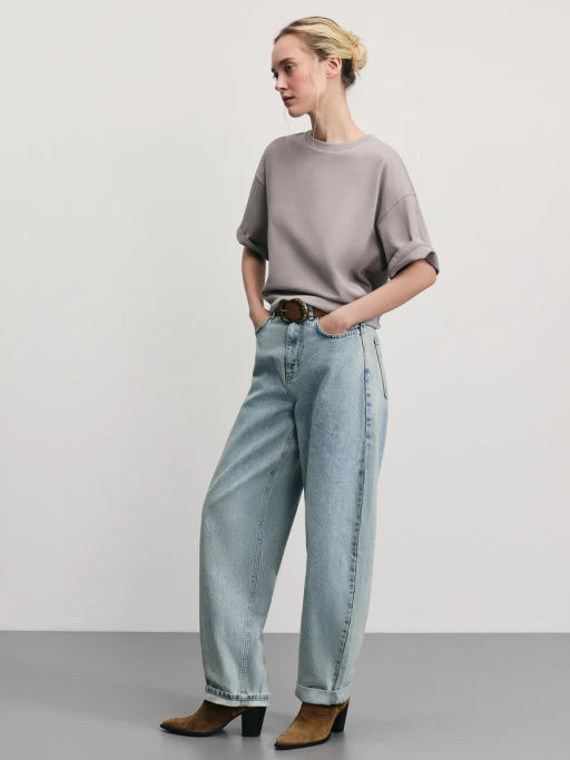 Базовая футболка оверсайз из хлопка / Zarina  фото 2