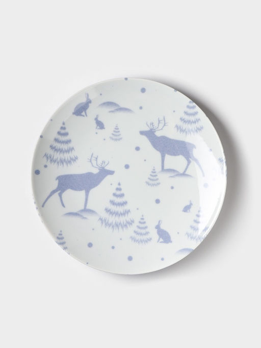 Тарелка новогодняя Добрушский завод Зимний лес, d=24 см, фарфор, синяя