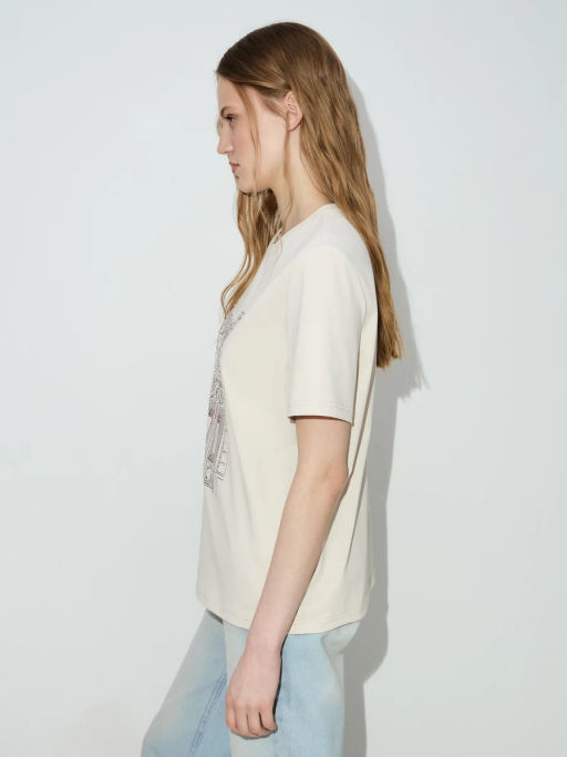 Футболка с принтом и вышивкой / Zarina фото 4